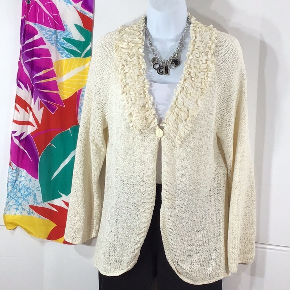 Doncaster cream silk blend loose knit cardigan M